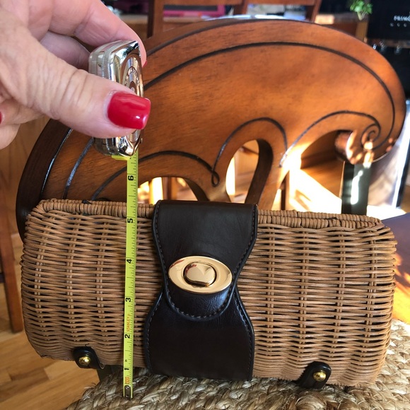 Brown Leather and Straw Clutch/Handbag - Picture 11 of 12